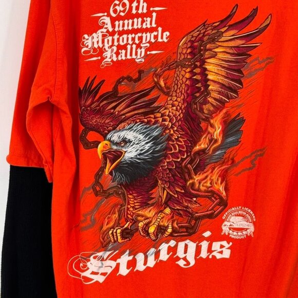 Sturgis mens 2009 69th Annual Motorcycle Rally Long Sleeve Orange T-Shirt Size l - Picture 3 of 9